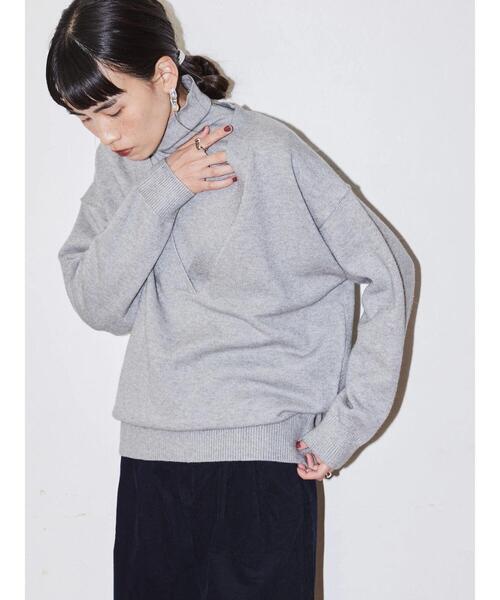 AMERICAN HOLIC（アメリカンホリック）の「SET Vネックニットプルオーバー+リブタートル（ニット/セーター・レディース・グレー系その他/ブラウン・M/L）」の8枚目の写真