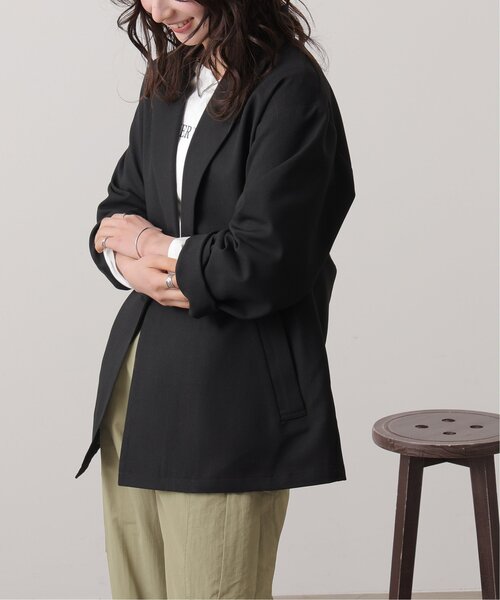 frames RAY CASSIN（フレームスレイカズン）の「リネンライクオーバージャケット（テーラードジャケット・レディース・ブラック/キナリ/グレイッシュベージュ・FREE）」の2枚目の写真