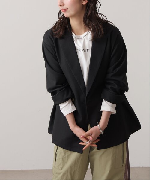 frames RAY CASSIN（フレームスレイカズン）の「リネンライクオーバージャケット（テーラードジャケット・レディース・ブラック/キナリ/グレイッシュベージュ・FREE）」の5枚目の写真