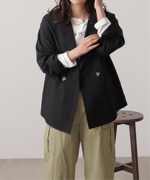 frames RAY CASSIN（フレームスレイカズン）の「リネンライクオーバージャケット（テーラードジャケット・レディース・ブラック/キナリ/グレイッシュベージュ・FREE）」の6枚目の写真