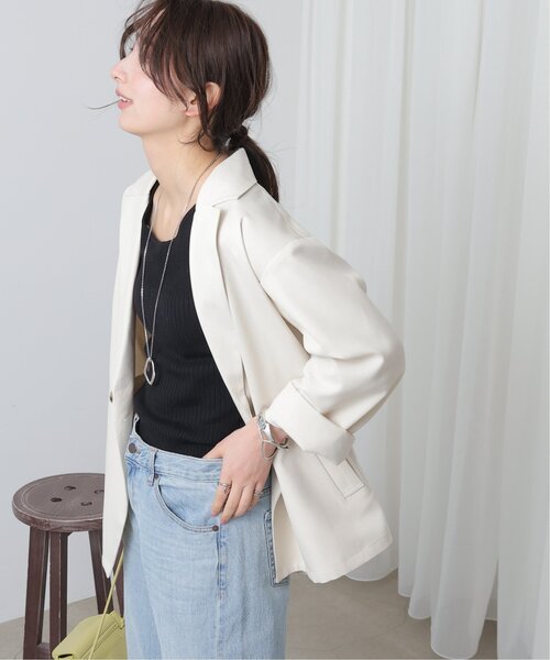 frames RAY CASSIN（フレームスレイカズン）の「リネンライクオーバージャケット（テーラードジャケット・レディース・ブラック/キナリ/グレイッシュベージュ・FREE）」の17枚目の写真