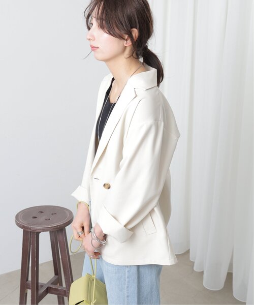 frames RAY CASSIN（フレームスレイカズン）の「リネンライクオーバージャケット（テーラードジャケット・レディース・ブラック/キナリ/グレイッシュベージュ・FREE）」の18枚目の写真