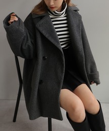 one after another NICE CLAUP | 【襟取り外し可能】ダブルボタンコクーンコート(ピーコート)