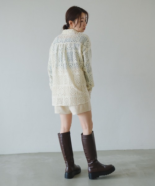 Kastane（カスタネ）の「【2023SSアイテム/WEB限定】レースジャガードシャツ（シャツ/ブラウス・レディース・ブラック/アイボリー・FREE）」の12枚目の写真