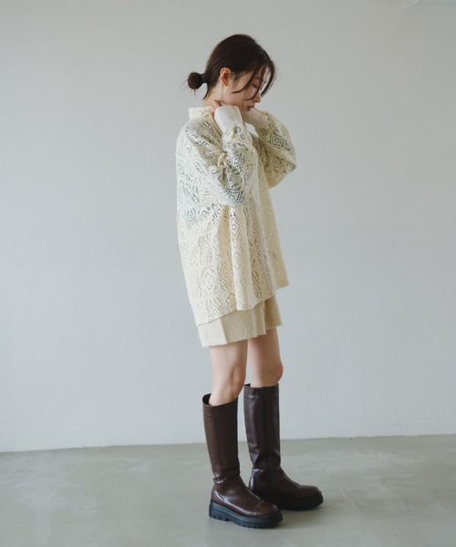 Kastane（カスタネ）の「【2023SSアイテム/WEB限定】レースジャガードシャツ（シャツ/ブラウス・レディース・ブラック/アイボリー・FREE）」の11枚目の写真