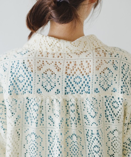 Kastane（カスタネ）の「【2023SSアイテム/WEB限定】レースジャガードシャツ（シャツ/ブラウス・レディース・ブラック/アイボリー・FREE）」の17枚目の写真