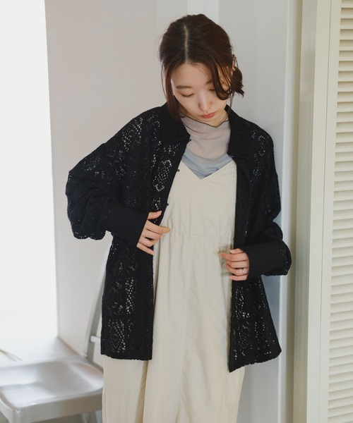 Kastane（カスタネ）の「【2023SSアイテム/WEB限定】レースジャガードシャツ（シャツ/ブラウス・レディース・ブラック/アイボリー・FREE）」の21枚目の写真