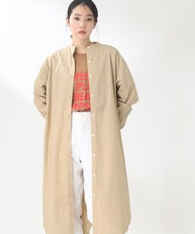 THE SHOP TK  | 【首まわりスッキリ/着回し出来る】バンドカラーシャツワンピース(ワンピース)