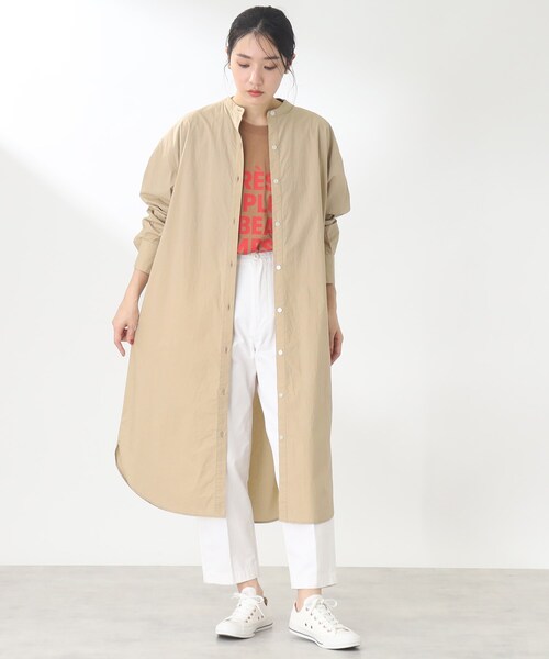 THE SHOP TK （ザ ショップ ティーケー ）の「◆【首まわりスッキリ/着回し出来る】バンドカラーシャツワンピース（ワンピース・レディース・ベージュ/ネイビー系2/ホワイト系・99）」の15枚目の写真