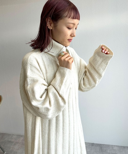 w closet(ダブルクローゼット)の「ハーフジップニットワンピース(ワンピース・レディース・アイボリー/サックスブルー/ブルー・FREE)」の10枚目の写真