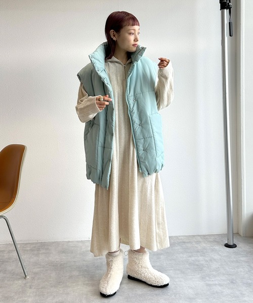 w closet(ダブルクローゼット)の「ハーフジップニットワンピース(ワンピース・レディース・アイボリー/サックスブルー/ブルー・FREE)」の14枚目の写真