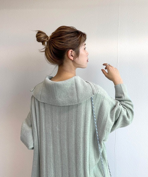 w closet(ダブルクローゼット)の「ハーフジップニットワンピース(ワンピース・レディース・アイボリー/サックスブルー/ブルー・FREE)」の20枚目の写真