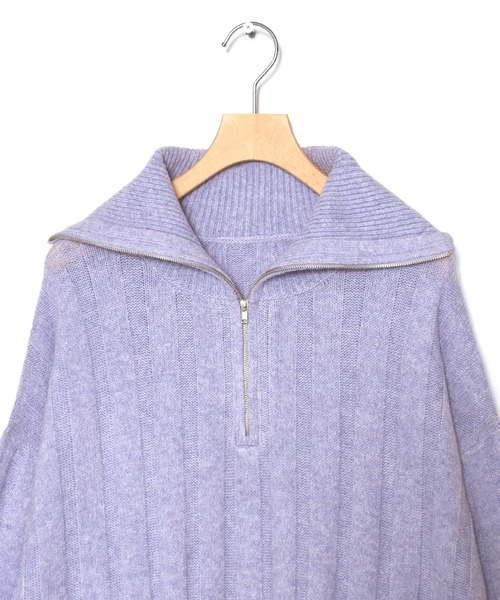 w closet(ダブルクローゼット)の「ハーフジップニットワンピース(ワンピース・レディース・アイボリー/サックスブルー/ブルー・FREE)」の4枚目の写真