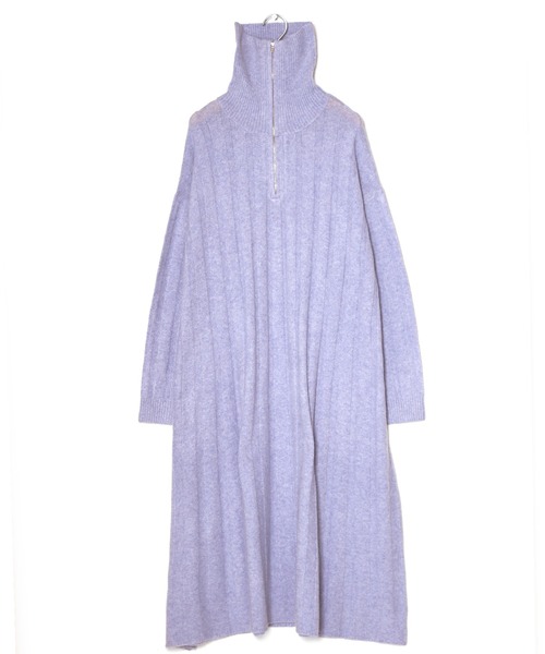 w closet(ダブルクローゼット)の「ハーフジップニットワンピース(ワンピース・レディース・アイボリー/サックスブルー/ブルー・FREE)」の7枚目の写真