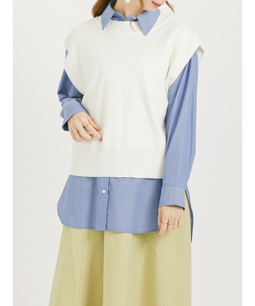 Te chichi（テチチ）の「バックパールニットベスト（ベスト・レディース・ブラック/グレー/オフホワイト・ﾌﾘ-）」の2枚目の写真