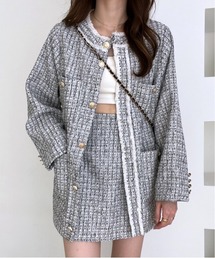 Heather | ツイードジャケット　188124(ノーカラージャケット)