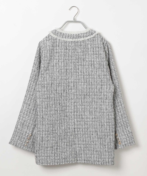 Heather(ヘザー)の「ツイードジャケット 188124(ノーカラージャケット・レディース・グレー/オフホワイト・FREE)」の3枚目の写真