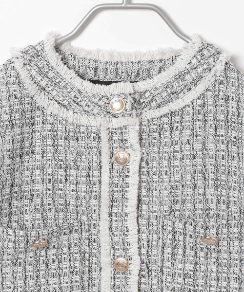 Heather(ヘザー)の「ツイードジャケット 188124(ノーカラージャケット・レディース・グレー/オフホワイト・FREE)」の4枚目の写真