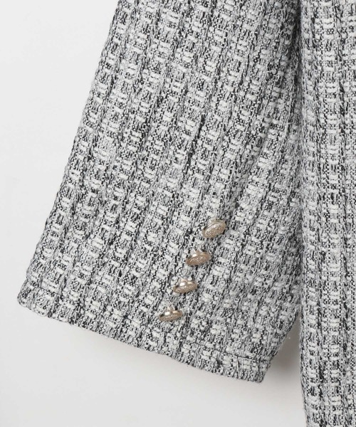 Heather(ヘザー)の「ツイードジャケット 188124(ノーカラージャケット・レディース・グレー/オフホワイト・FREE)」の6枚目の写真