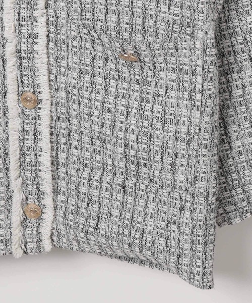Heather(ヘザー)の「ツイードジャケット 188124(ノーカラージャケット・レディース・グレー/オフホワイト・FREE)」の7枚目の写真