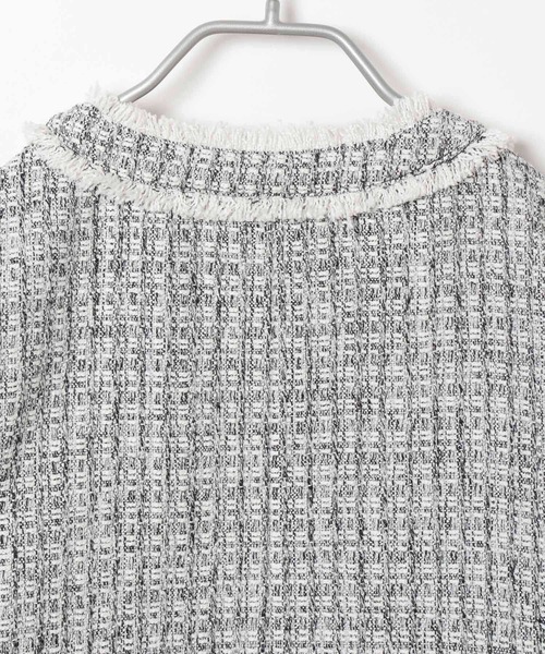 Heather(ヘザー)の「ツイードジャケット 188124(ノーカラージャケット・レディース・グレー/オフホワイト・FREE)」の8枚目の写真