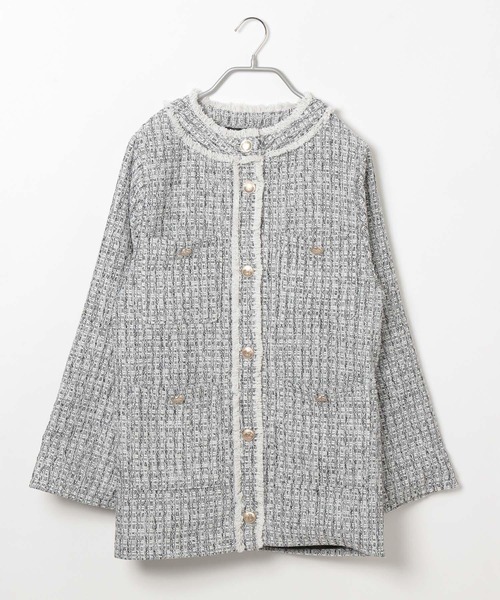 Heather(ヘザー)の「ツイードジャケット 188124(ノーカラージャケット・レディース・グレー/オフホワイト・FREE)」の22枚目の写真