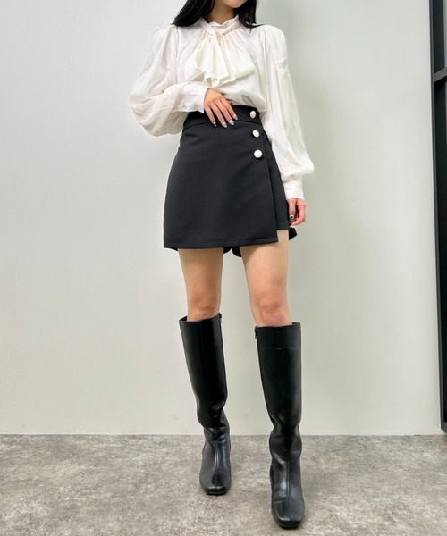 INGNI（イング）の「ラメシアーハイネックボウタイブラウス（シャツ/ブラウス・レディース・グレー系その他/サックスブルー/オフホワイト・M）」の4枚目の写真