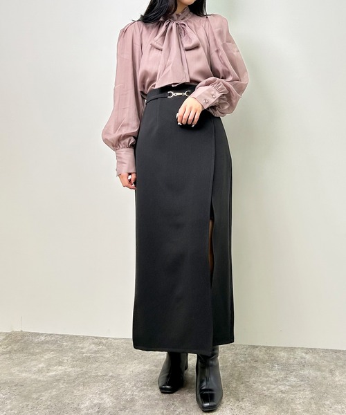 INGNI（イング）の「ラメシアーハイネックボウタイブラウス（シャツ/ブラウス・レディース・グレー系その他/サックスブルー/オフホワイト・M）」の14枚目の写真