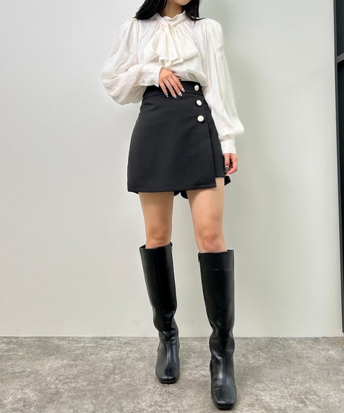 INGNI（イング）の「ラメシアーハイネックボウタイブラウス（シャツ/ブラウス・レディース・グレー系その他/サックスブルー/オフホワイト・M）」の9枚目の写真