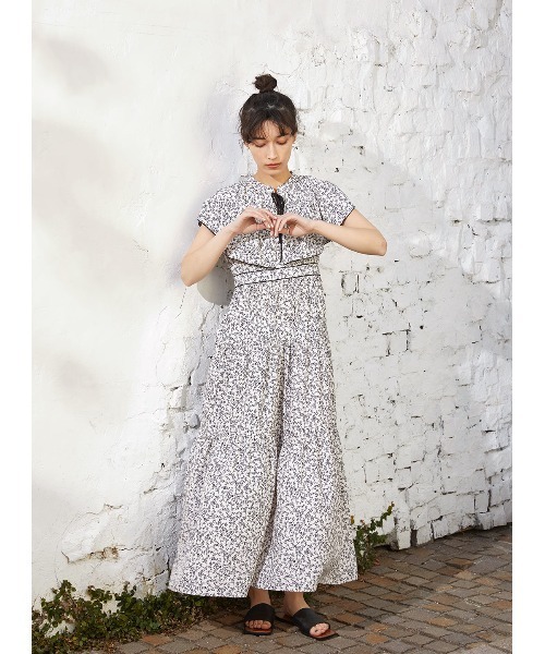 COEL / コエル/半袖ワンピース/38/レーヨン/WHT/181208004/オフホワイト/花柄/パフスリーブ COEL（コエル）の「花柄ラッフルワンピース（ワンピース）」 - WEAR