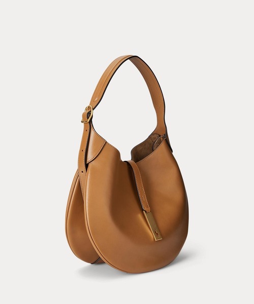 【箱付き新品】ポロラルフローレン　ブラウンレザー ショルダーバッグ Polo ID ミディアム レザー ショルダー バッグ（ショルダーバッグ