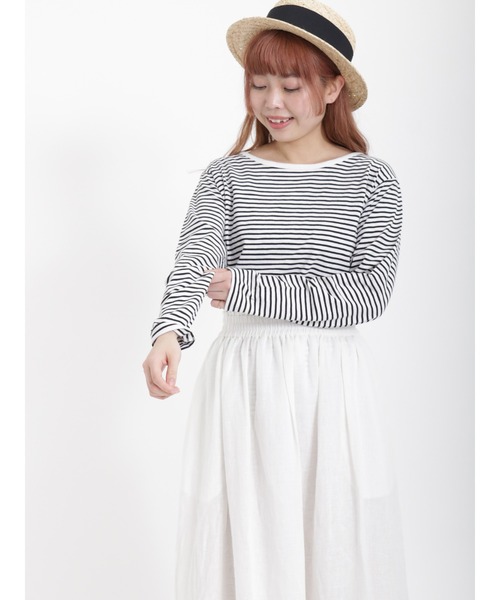 Samansa Mos2（サマンサ モスモス）の「スラブ天竺柄アソート長袖カットソー（Tシャツ/カットソー・レディース・モカ/チャコール/オフホワイト/ブラック・ﾌﾘ-）」の3枚目の写真