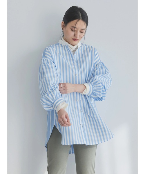 AMERICAN HOLIC（アメリカンホリック）の「イージーケアバンドカラーシャツチュニック（チュニック・レディース・ブルー系その他4/ブルー系その他7/ピンク系その他・M/L）」の5枚目の写真