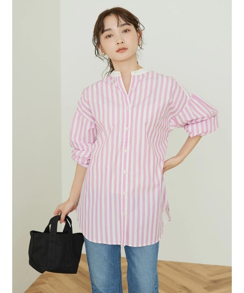 AMERICAN HOLIC（アメリカンホリック）の「イージーケアバンドカラーシャツチュニック（チュニック・レディース・ブルー系その他4/ブルー系その他7/ピンク系その他・M/L）」の17枚目の写真