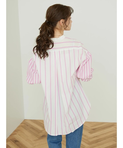 AMERICAN HOLIC（アメリカンホリック）の「イージーケアバンドカラーシャツチュニック（チュニック・レディース・ブルー系その他4/ブルー系その他7/ピンク系その他・M/L）」の9枚目の写真