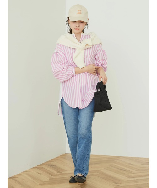 AMERICAN HOLIC（アメリカンホリック）の「イージーケアバンドカラーシャツチュニック（チュニック・レディース・ブルー系その他4/ブルー系その他7/ピンク系その他・M/L）」の6枚目の写真