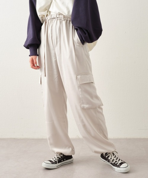 CIAOPANIC TYPY(チャオパニックティピー)の「【ベルト付き】サテンカーゴパンツ(カーゴパンツ・レディース・ブラック/サックスブルー/オレンジ/グレー系その他・SMALL/MEDIUM)」の16枚目の写真