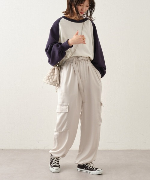 CIAOPANIC TYPY(チャオパニックティピー)の「【ベルト付き】サテンカーゴパンツ(カーゴパンツ・レディース・ブラック/サックスブルー/オレンジ/グレー系その他・SMALL/MEDIUM)」の21枚目の写真