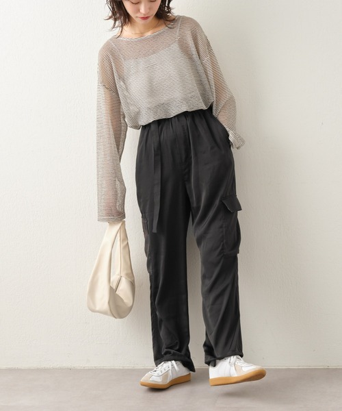 CIAOPANIC TYPY(チャオパニックティピー)の「【ベルト付き】サテンカーゴパンツ(カーゴパンツ・レディース・ブラック/サックスブルー/オレンジ/グレー系その他・SMALL/MEDIUM)」の10枚目の写真