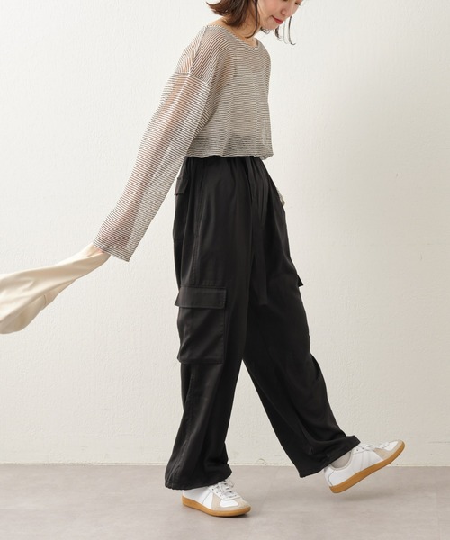 CIAOPANIC TYPY(チャオパニックティピー)の「【ベルト付き】サテンカーゴパンツ(カーゴパンツ・レディース・ブラック/サックスブルー/オレンジ/グレー系その他・SMALL/MEDIUM)」の13枚目の写真