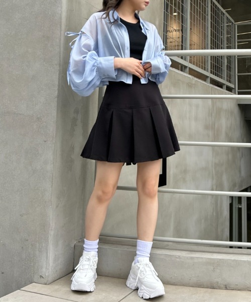 INGNI（イング）の「肩スリットリボンラメシアーショートシャツ（シャツ/ブラウス・レディース・ミント/ピンク/グレー/サックスブルー/アイボリー/ブラウン/ブラック・M）」の11枚目の写真