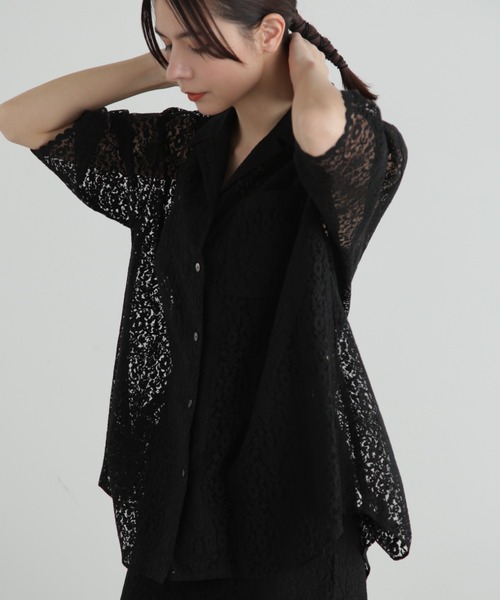 JILL STUART(ジルスチュアート)の「◆オーガニックコットンレースブラウス(シャツ/ブラウス・レディース・ブラック/ブルー・SMALL/MEDIUM)」の2枚目の写真