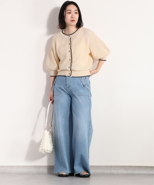 cepo（セポ）の「クロシェラインクルーネックカーディガン（カーディガン/ボレロ・レディース・グレー/オフホワイト/ブラック/オレンジ・M）」の9枚目の写真