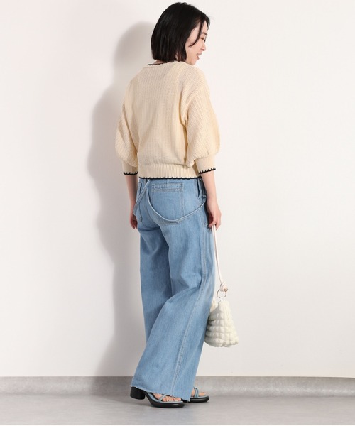 cepo（セポ）の「クロシェラインクルーネックカーディガン（カーディガン/ボレロ・レディース・グレー/オフホワイト/ブラック/オレンジ・M）」の10枚目の写真