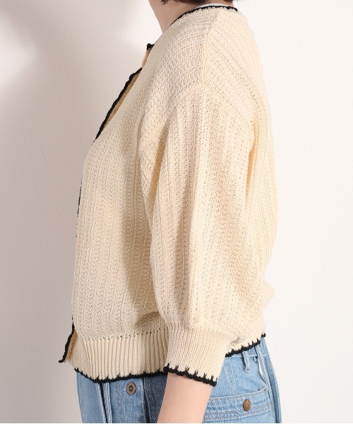 cepo（セポ）の「クロシェラインクルーネックカーディガン（カーディガン/ボレロ・レディース・グレー/オフホワイト/ブラック/オレンジ・M）」の13枚目の写真