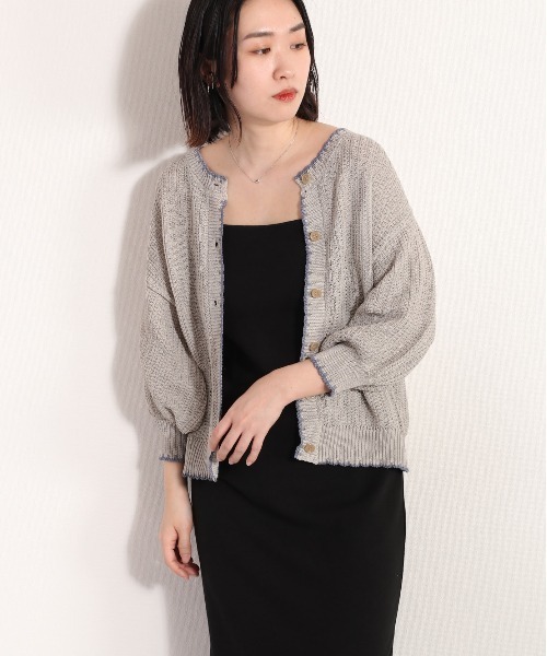 cepo（セポ）の「クロシェラインクルーネックカーディガン（カーディガン/ボレロ・レディース・グレー/オフホワイト/ブラック/オレンジ・M）」の18枚目の写真