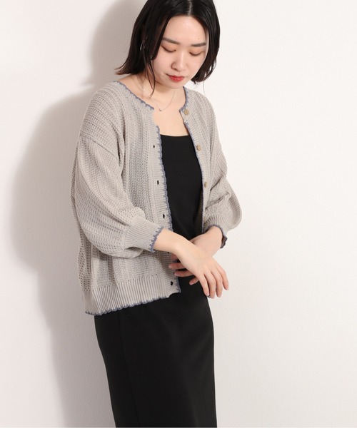 cepo（セポ）の「クロシェラインクルーネックカーディガン（カーディガン/ボレロ・レディース・グレー/オフホワイト/ブラック/オレンジ・M）」の21枚目の写真