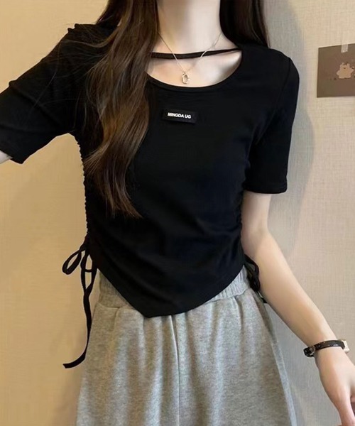 SPIGA（スピーガ）の「ｻｲﾄﾞｼｬｰﾘﾝｸﾞﾛｺﾞﾀｸﾞTｼｬﾂ（Tシャツ/カットソー・レディース・ホワイト/ブラック・FREE）」の5枚目の写真