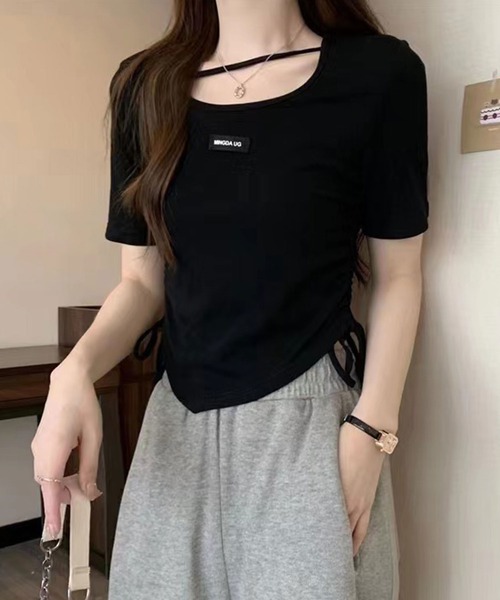 SPIGA（スピーガ）の「ｻｲﾄﾞｼｬｰﾘﾝｸﾞﾛｺﾞﾀｸﾞTｼｬﾂ（Tシャツ/カットソー・レディース・ホワイト/ブラック・FREE）」の7枚目の写真