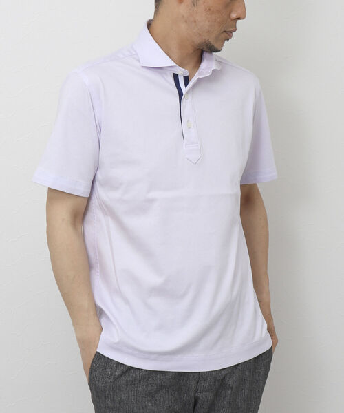 NOLLEY'S goodman（ノーリーズグッドマン）の「《ビジカジ対応》スーピマコットン ニットテープポロシャツ（ポロシャツ・メンズ・ホワイト/チャコールグレー/ネイビー/ライトパープル/グレイッシュベージュ・S/M/L/XL）」の5枚目の写真